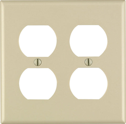 Leviton 2 gang Ivory Thermoset Plastic Duplex Outlet Wall Plate 1 pk
