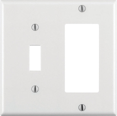 Leviton 2 gang White Thermoset Plastic Toggle and Rocker/GFCI Wall Plate 1 pk