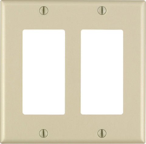 Leviton 2 gang Ivory Thermoset Plastic Rocker/GFCI Wall Plate 1 pk