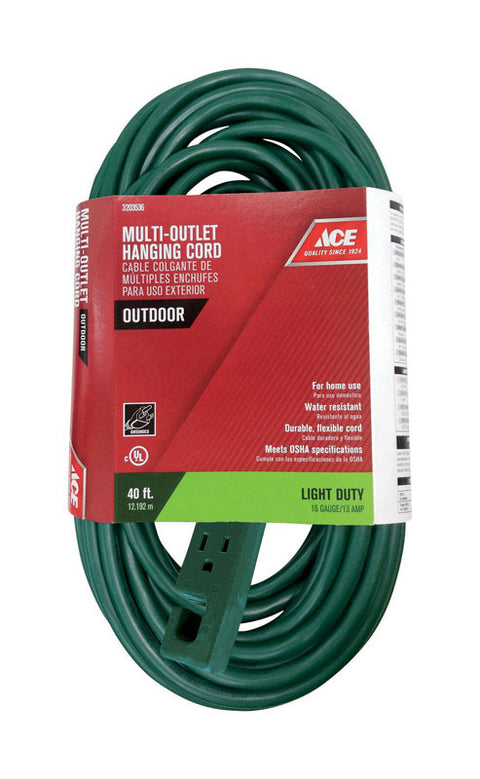 Ace Outdoor Extension Cord 16/3 SJTW 40 ft. L Green