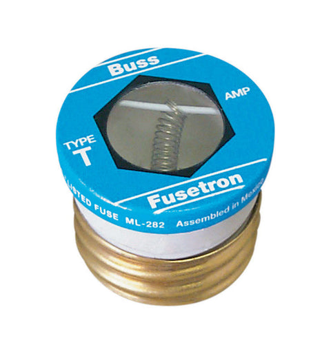 Bussmann T-Type Plug 6.25 amps 125 volts 1-3/16 in. Dia. x 1-1/4 in. L 1 pk For Small Motor Overlo