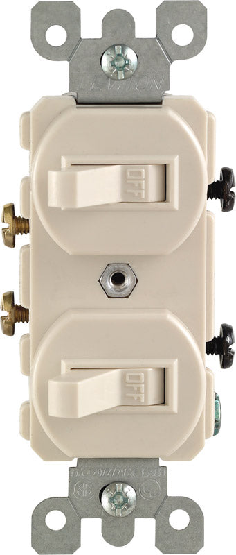 Leviton 15 amps 120/277 volts Single Pole Toggle Dual Combination Switch Light Almond