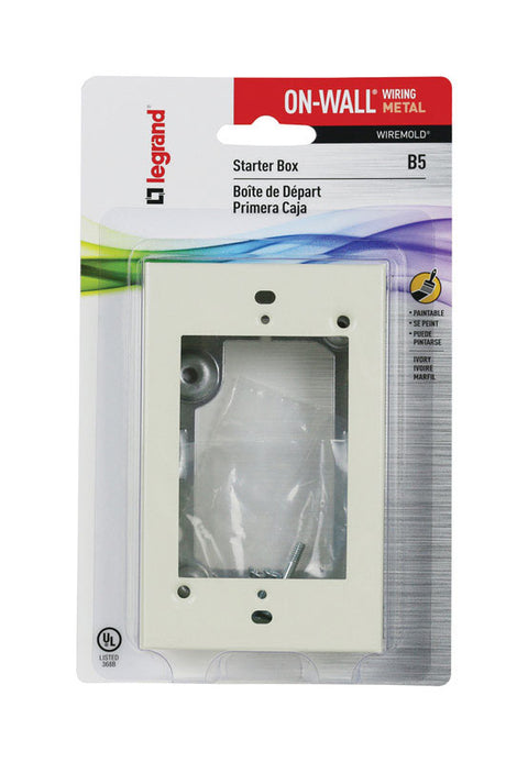 Wiremold Rectangle Extension Starter Box Ivory Metal