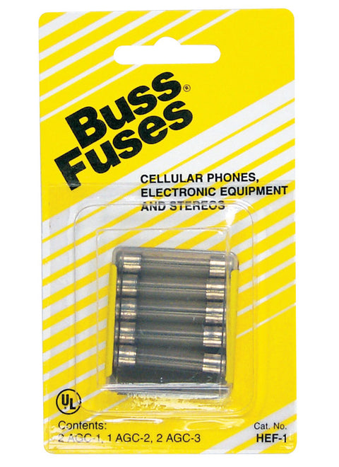 Bussmann Glass Tube Fuse Assorted amps 250 volts 1/4 in. Dia. x 1-1/4 in. L 5 pk For Communication