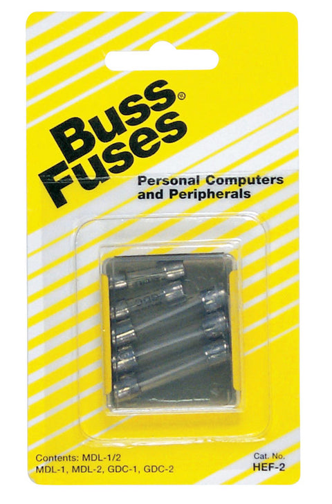 Bussmann Glass Tube Fuse Assorted amps 250 volts multi in. L 5 pk For Personal Computers and Perip