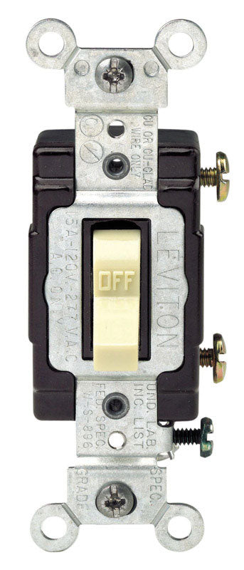 Leviton Commercial Illuminated 15 amps 120 volts Single Pole Toggle Switch Ivory
