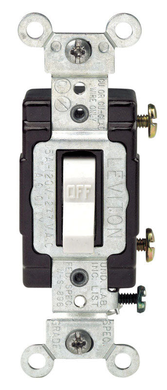 Leviton Commercial Illuminated 15 amps 120 volts Single Pole Toggle Switch White