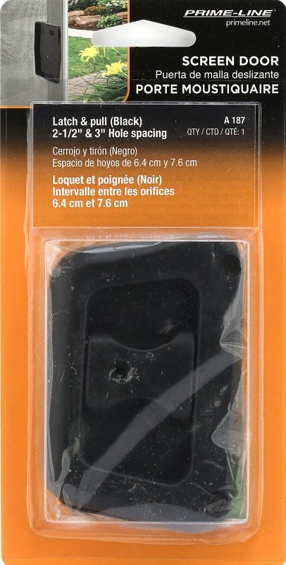 Prime-Line A 187 Door Latch and Pull, 1-7/16 in, Plastic/Steel, Black