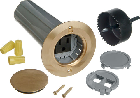 Carlon 10 in. H Round 1 Gang Floor Box Brass PVC