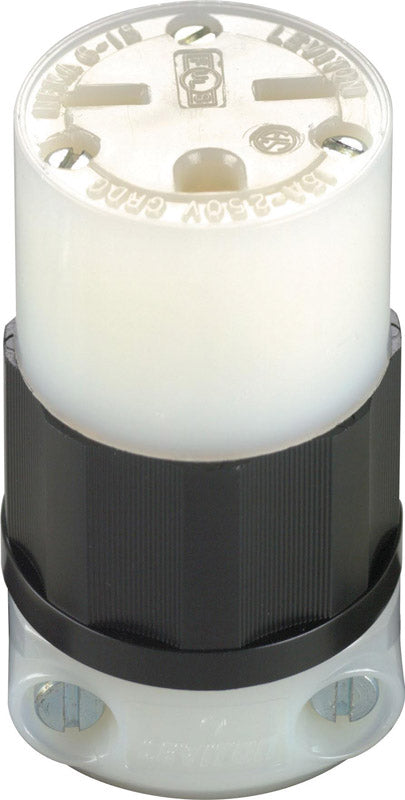 Leviton Industrial Nylon Grounding Connector 6-15R 18-10 AWG 2 Pole, 3 Wire Black/White