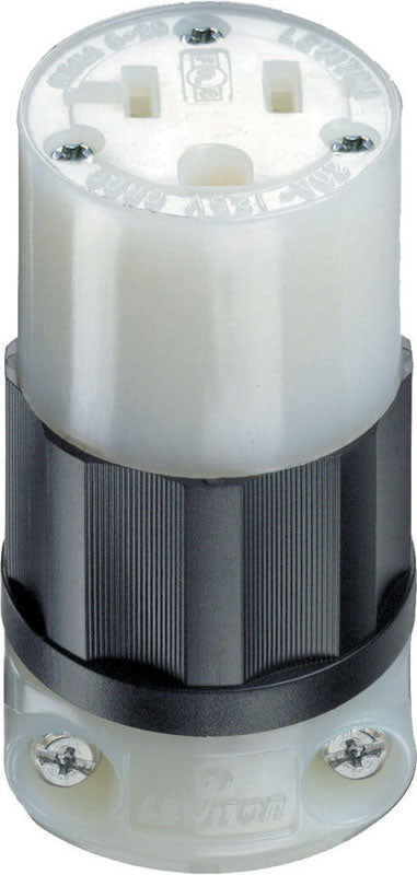 Leviton Industrial Thermoplastic Grounding Straight Blade Plug 5-20R 2 Pole, 3 Wire Black/Whi