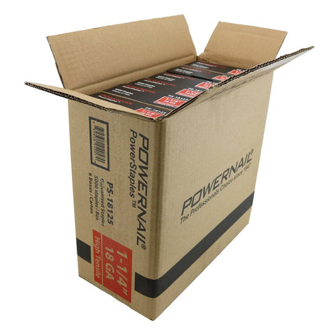 Powernail PowerStaples PS18125 Fine Wire Staple, 1/4 in W Crown, 1-1/4 in L Leg, 18 ga, Carbon Steel, Pack of 6