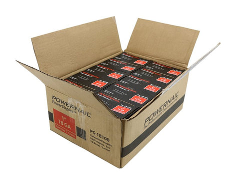 Powernail PowerStaples PS18100 Fine Wire Staple, 1/4 in W Crown, 1 in L Leg, 18 ga, Carbon Steel, Pack of 10