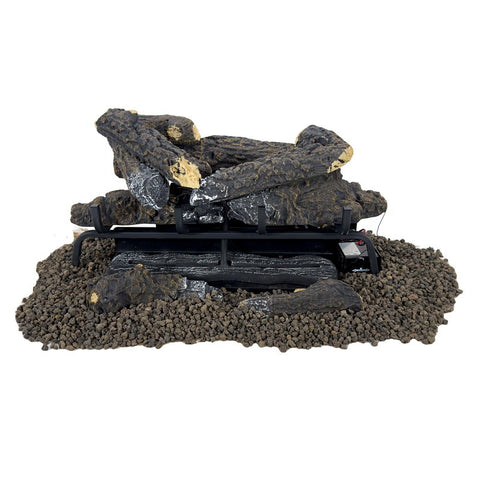 Comfort Glow Vent-Free 24" Gas Log Set, Dual Fuel, Remote, Electronic Ignition, 33000 BTU