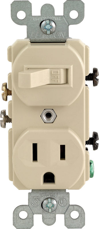 Leviton 1 15 amps Ivory Combination Switch and Receptacle 1 Combination