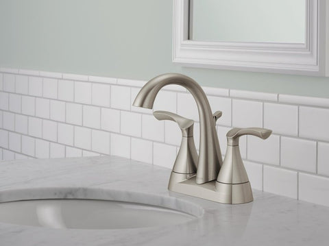 Delta SANDOVER 25748LF-SP Series Centerset Bathroom Faucet, Spotshield Brushed Nickel, 6-5/16 in Plate Size, 5-1/16 in