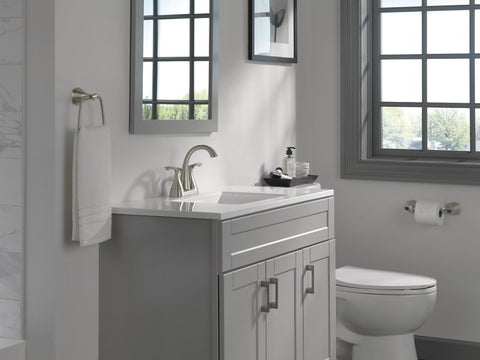 Delta SANDOVER 25748LF-SP Series Centerset Bathroom Faucet, Spotshield Brushed Nickel, 6-5/16 in Plate Size, 5-1/16 in