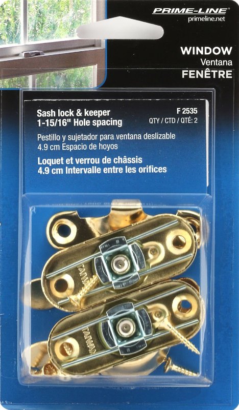 Prime-Line F2535 Sash Lock, 2 in L Dimensions, Steel, Brass