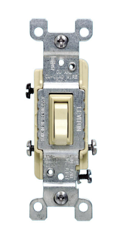 Leviton 15 amps 120 volts Single Pole Toggle 3-Way Switch Ivory