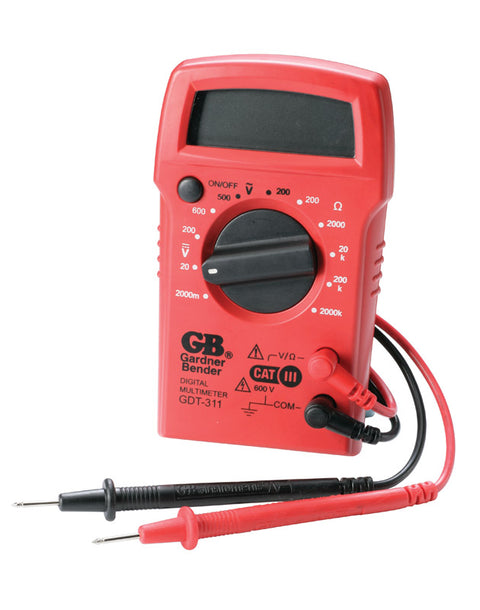 GB Digital Multimeter 2 meg Ohm, 500 VAC, 600 VDC Black/Red