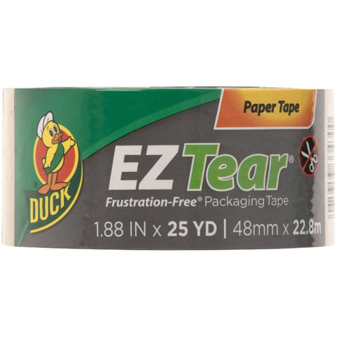 Duck EZ Tear 242828 Packaging Tape, 25 yd L, 1.88 in W, Kraft Paper Backing, Tan