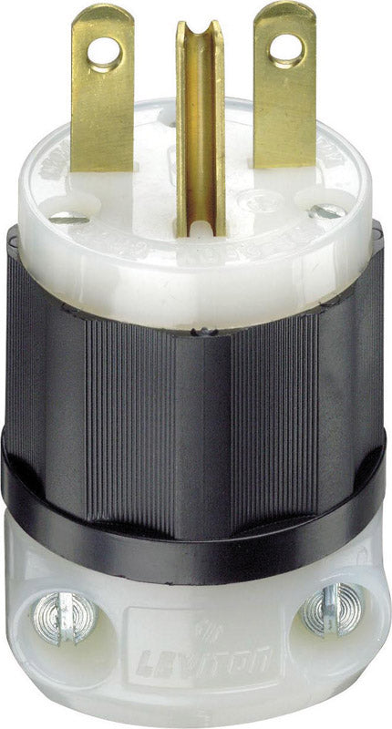 Leviton Industrial Nylon Grounding Straight Blade Plug 6-15P 18-10 AWG 2 Pole, 3 Wire Black