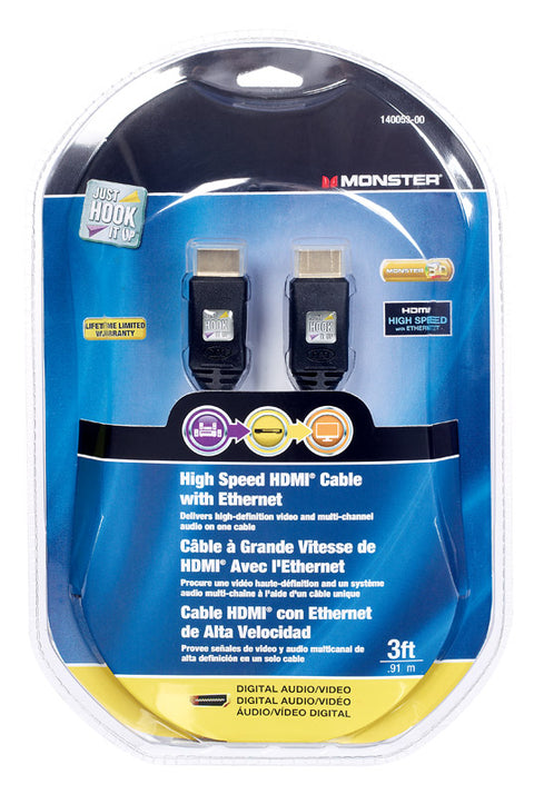 Monster Just Hook It Up 3 ft. L High Speed HDMI Cable with Ethernet HDMI