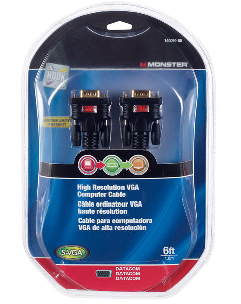 Monster Just Hook It Up 6 ft. L High Resolution VGA Computer Cable