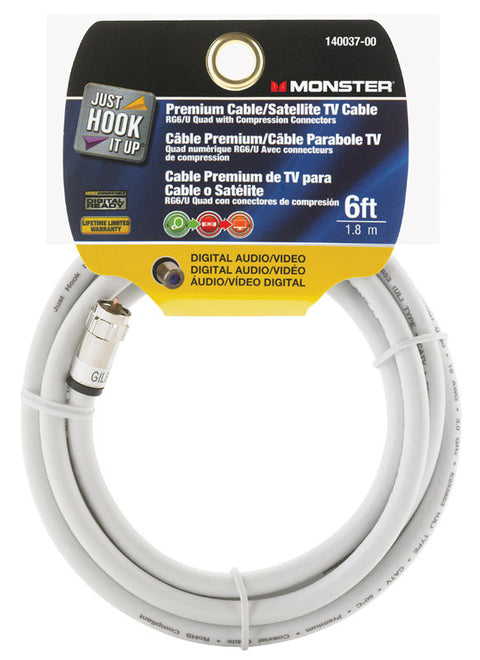 Monster Just Hookit Up 6 ft. L Weatherproof Video Coaxial Cable