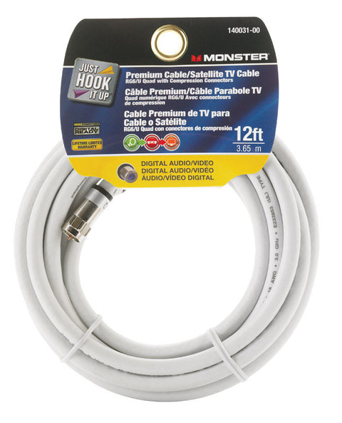 Monster Just Hookit Up 12 ft. L Weatherproof Video Coaxial Cable