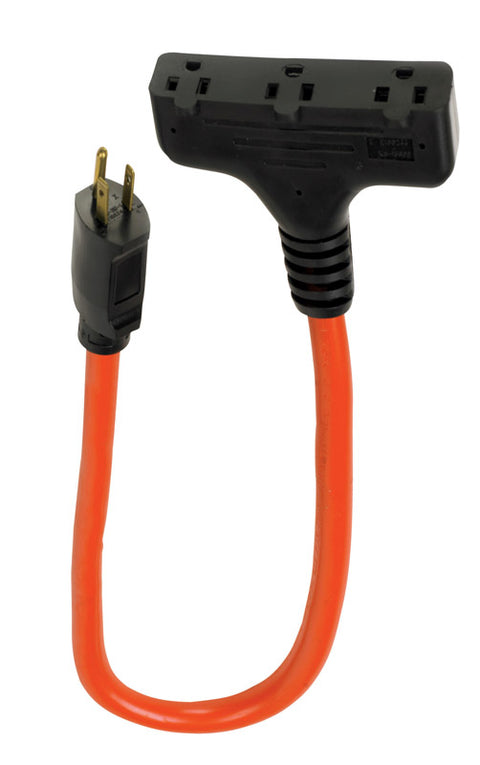Ace Indoor and Outdoor Triple Outlet Cord 12/3 SJTW 10 ft. L Orange