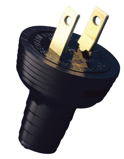 Leviton Residential Vinyl Non-Grounding Round Plug 1-15P 18-14 AWG 2 Pole, 2 Wire Black