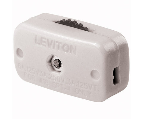 Leviton Rotary Switch Single Pole Feed Thru Rotary On/Off 6 Amp 125 volts White CSA Carded