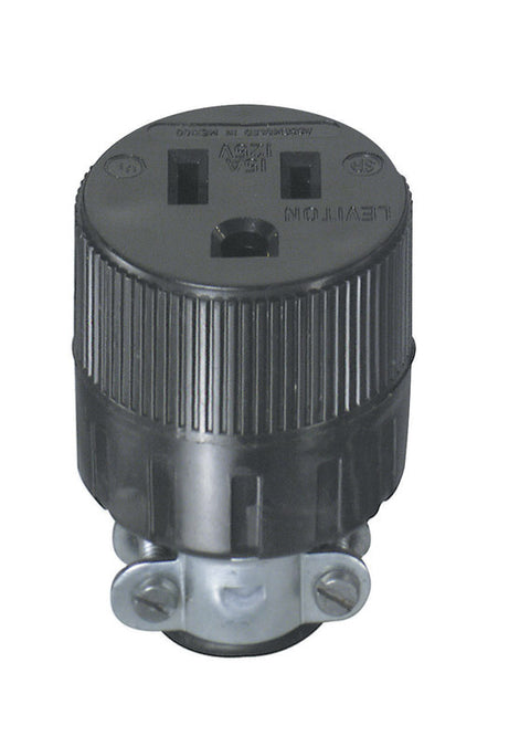 Leviton Residential Vinyl Grounding Straight Blade Plug 5-15R 20-16 AWG 2 Pole, 3 Wire Black