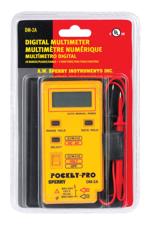 Sperry Digital Multimeter 200mV/2/20/200/1000 VAC/VDC Yellow