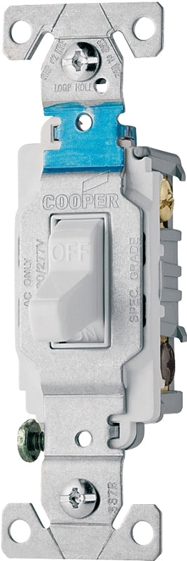 Eaton Wiring Devices CS315W Toggle Switch, White, 15 A, 120/277 V, 3-Position, Screw Terminal