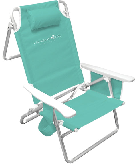 Caribbean Joe CJ-7750 Deluxe Beach Chair, 24-1/2 in W, 19 in D, 32 in H, Aluminum Frame, Polyester Seat, Pack of 4