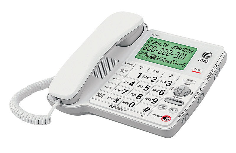 AT&T White Digital Corded Phone Big Button with Digital Answering Sys ...