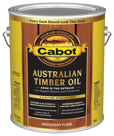 Cabot 140.0003459.007 Australian Timber Oil, Flat, Mahogany Flame, 1 gal, Pack of 4