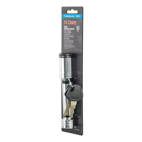 Curt 23515 Receiver Lock, 5/8 in Dia Shackle, For: 2 in Receiver Tube, Hitch Lock, Carbon Steel, Chrome