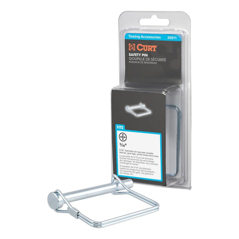 Curt 25011 Safety Pin, 5/16 in Dia Pin, 3 in OAL, Carbon Steel, Zinc
