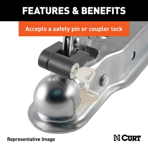 Curt 25128 Trailer Coupler, 2000 lb, 1-7/8 in Ball, Zinc
