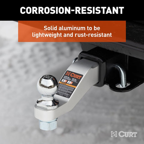 Curt 45360 Ball Mount, Cat Class 3, 1-Hole, 2 in, 1 in Dia Hitch Ball, Aluminum