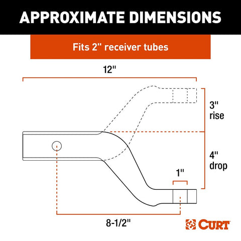 Curt 45361 Ball Mount, Cat Class 3, 1-Hole, 2 in, 1 in Dia Hitch Ball, Aluminum