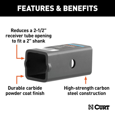 Curt 45405 Reducer Sleeve, Carbon Steel, Carbide