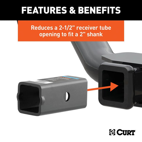 Curt 45405 Reducer Sleeve, Carbon Steel, Carbide