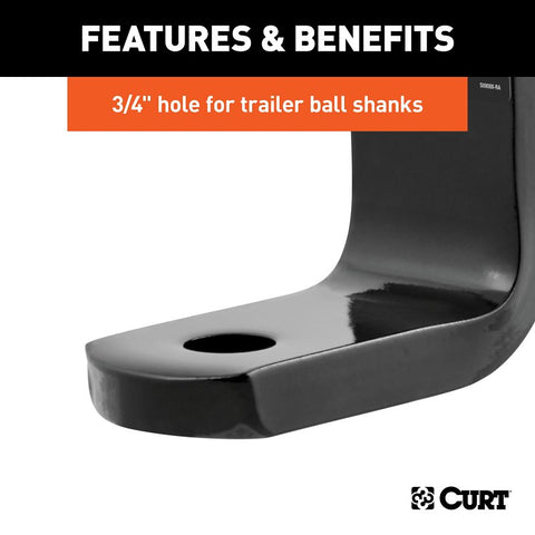 Curt 45521 Ball Mount, 7-1/4 in L, 3-1/4 in Drop, 2-5/8 in Rise, Class 2 Hitch, Steel, Powder-Coated