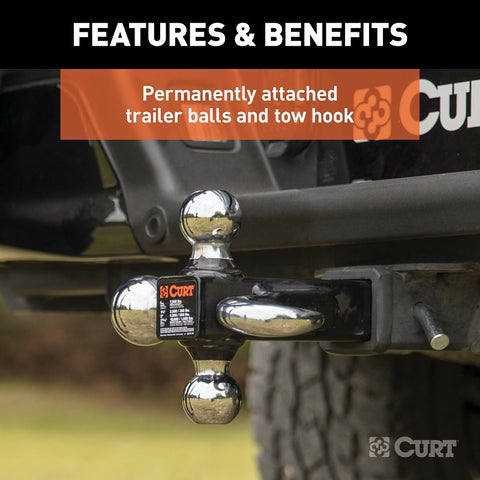 Curt 45675 Multi-Ball Mount, 2-Hole, 1-7/8, 2, 2-5/16 in Dia Hitch Ball, Steel, Powder-Coated