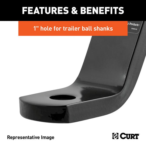 Curt 45830 Ball Mount, 8-1/4 in L, 2 in Drop, 3/4 in Rise