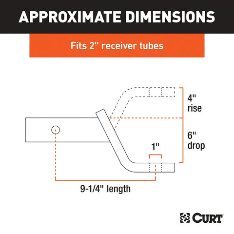 Curt 45870 Ball Mount, Cat Class 3, 1-Hole, 2 in, Carbon Steel, Powder-Coated